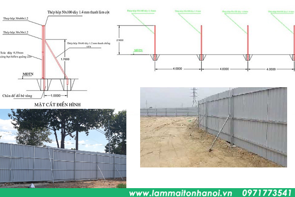 bản thiết kế hàng rào tôn công trình