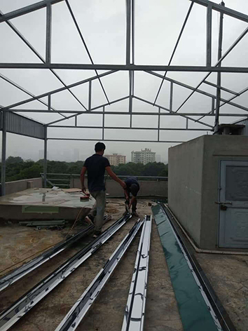 Làm mái tôn khung sắt